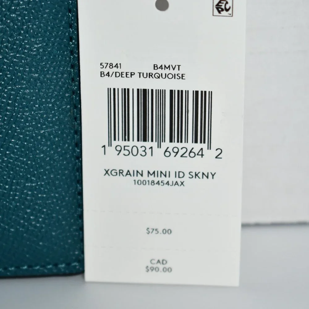 COACH Logo Leather Mini Skinny ID in Deep Turquoise #57841 B4MVT NWT_3
